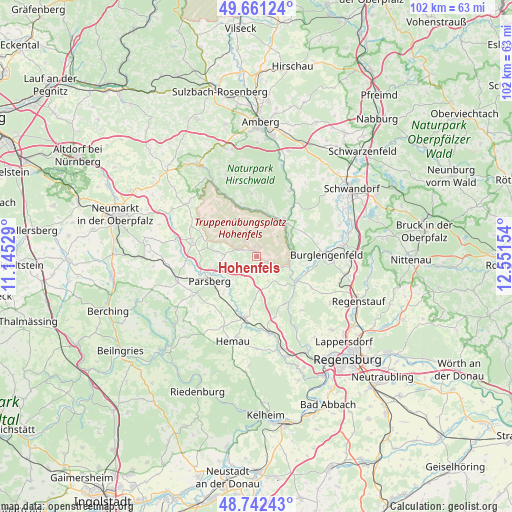 Hohenfels on map