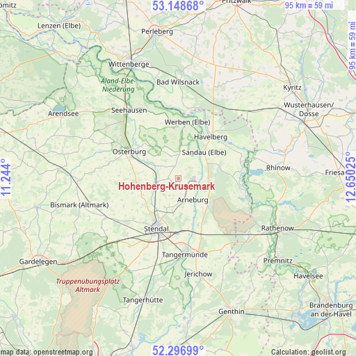 Hohenberg-Krusemark on map