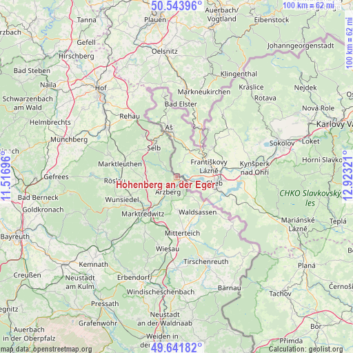 Hohenberg an der Eger on map