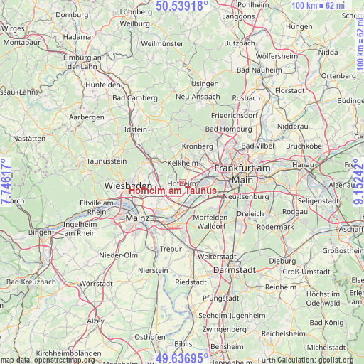 Hofheim am Taunus on map