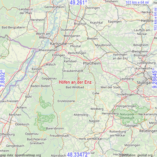 Höfen an der Enz on map