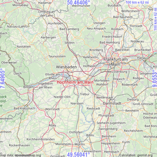 Hochheim am Main on map
