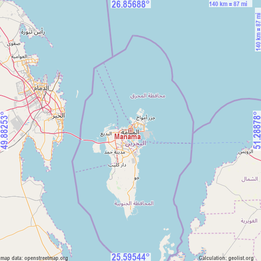 Manama on map