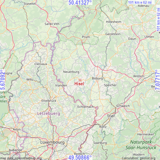 Hisel on map