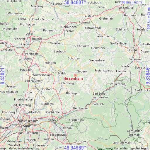 Hirzenhain on map
