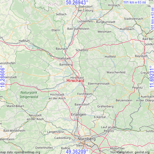 Hirschaid on map