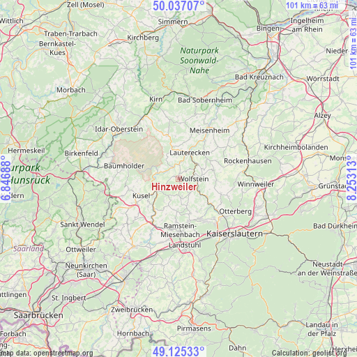 Hinzweiler on map