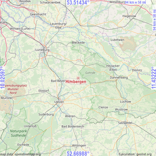 Himbergen on map