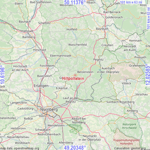 Hiltpoltstein on map