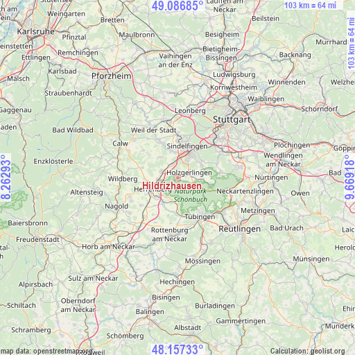 Hildrizhausen on map