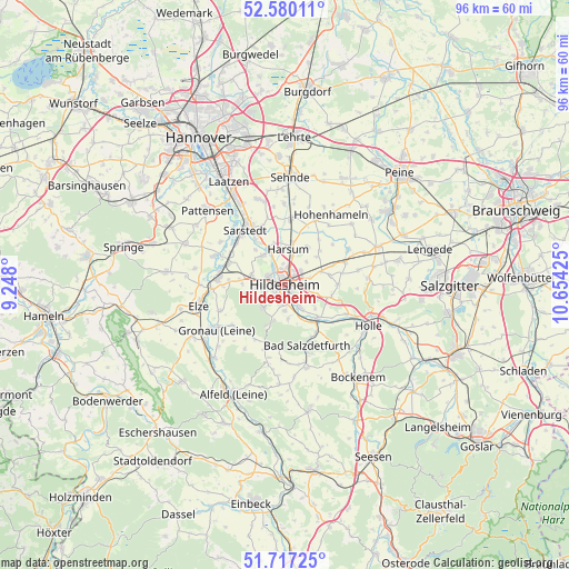 Hildesheim on map