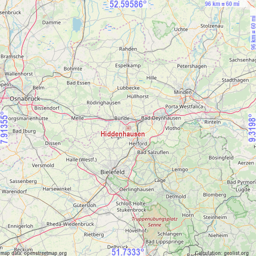 Hiddenhausen on map
