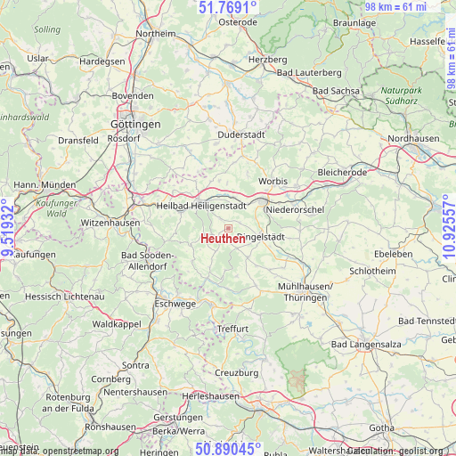 Heuthen on map