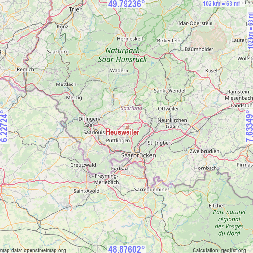 Heusweiler on map