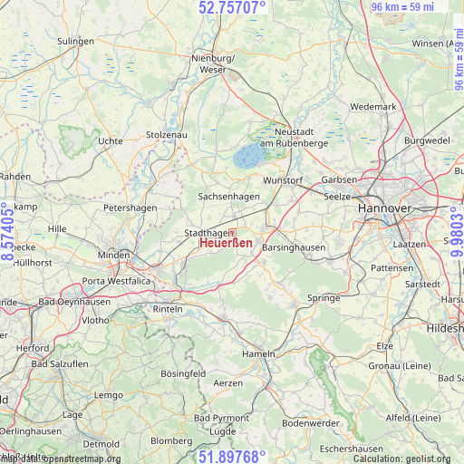 Heuerßen on map