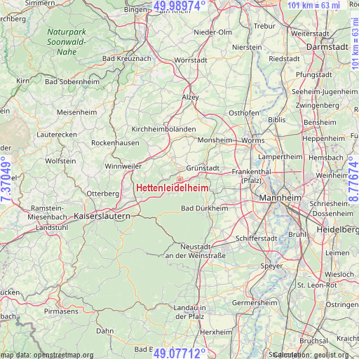 Hettenleidelheim on map