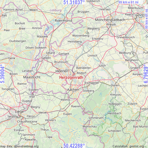 Herzogenrath on map
