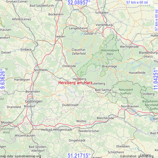 Herzberg am Harz on map
