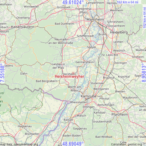 Herxheimweyher on map