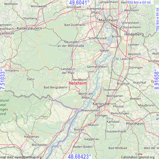 Herxheim on map