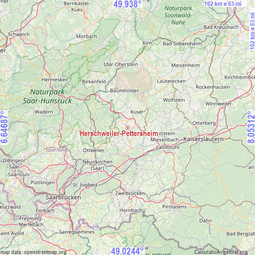 Herschweiler-Pettersheim on map