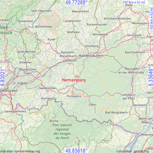 Hermersberg on map