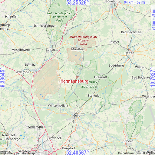 Hermannsburg on map