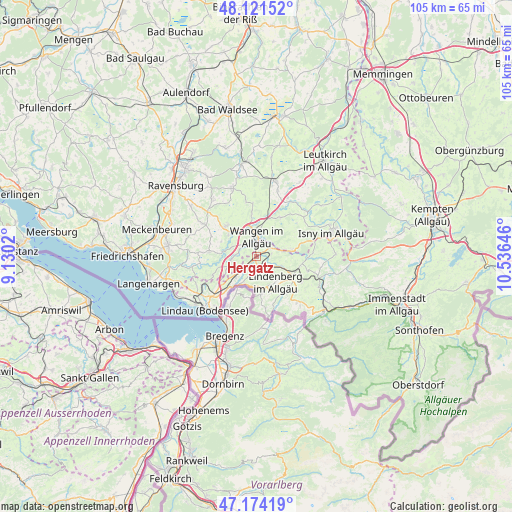 Hergatz on map