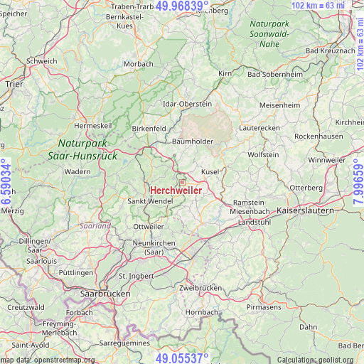 Herchweiler on map