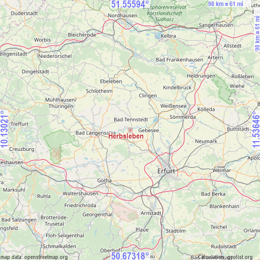 Herbsleben on map