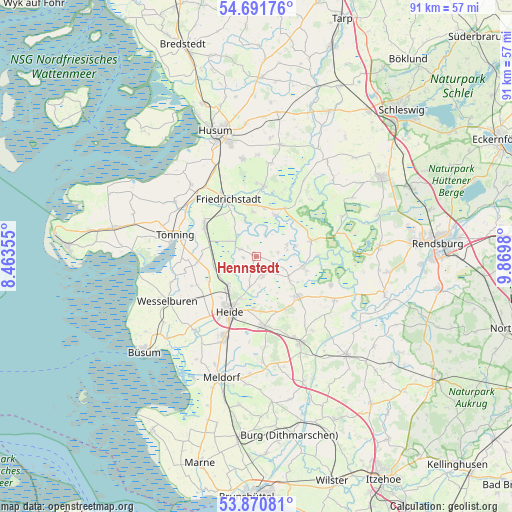 Hennstedt on map