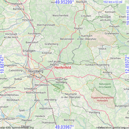 Henfenfeld on map