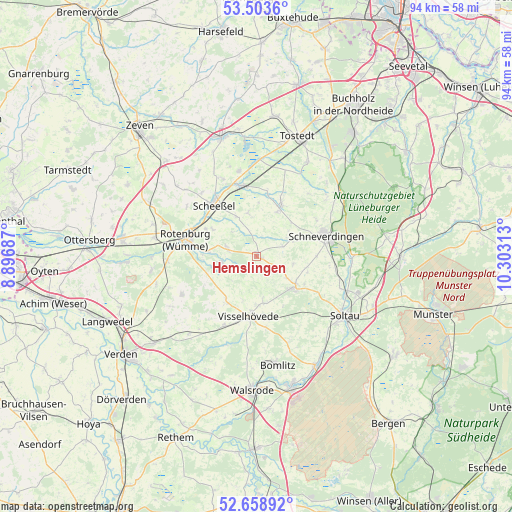 Hemslingen on map