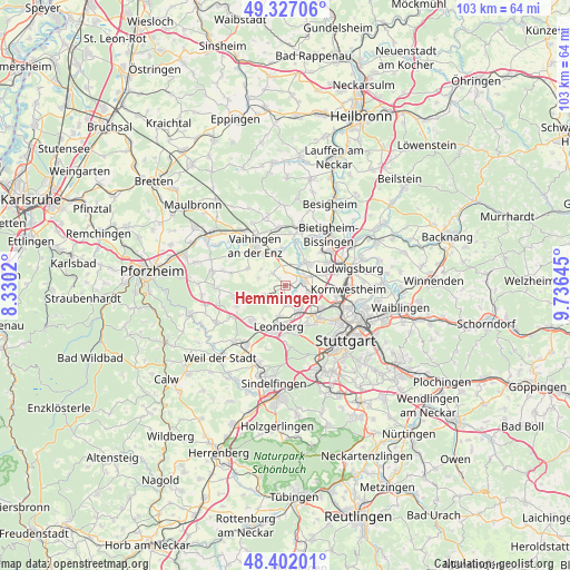 Hemmingen on map