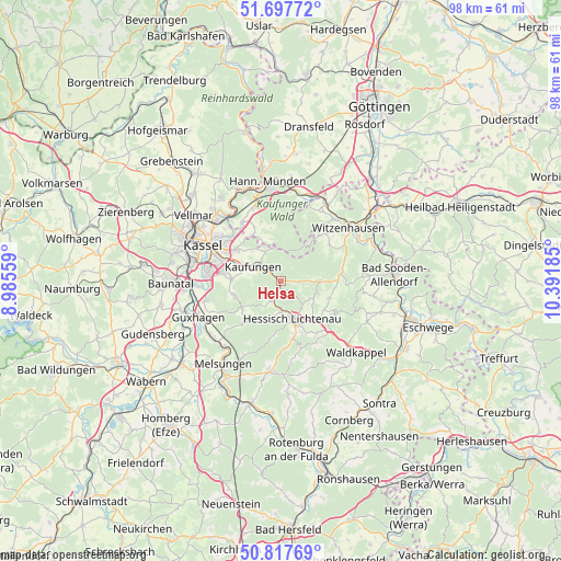 Helsa on map
