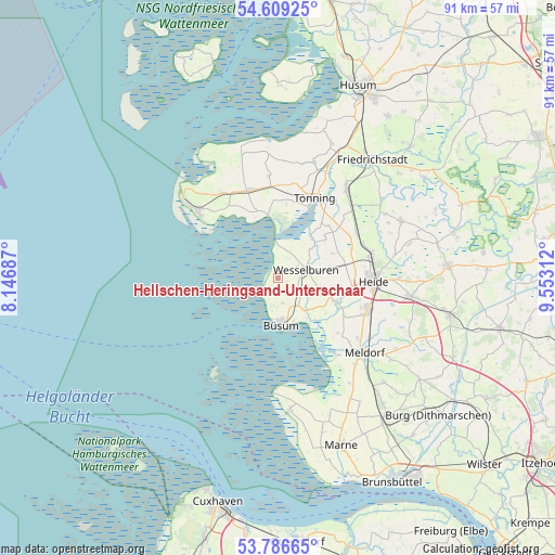 Hellschen-Heringsand-Unterschaar on map