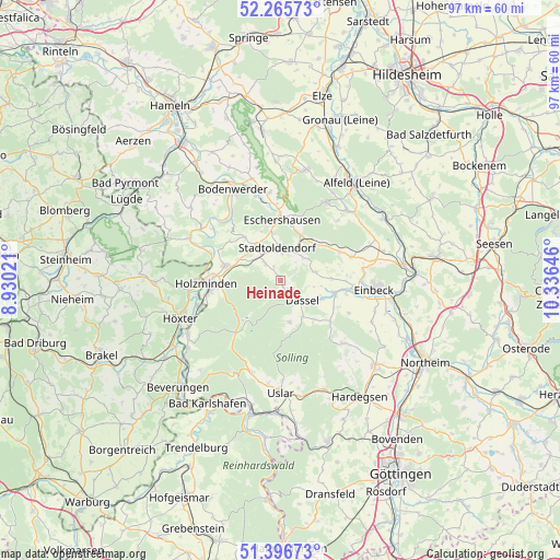 Heinade on map