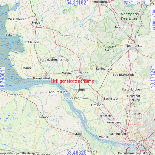 Heiligenstedtenerkamp on map
