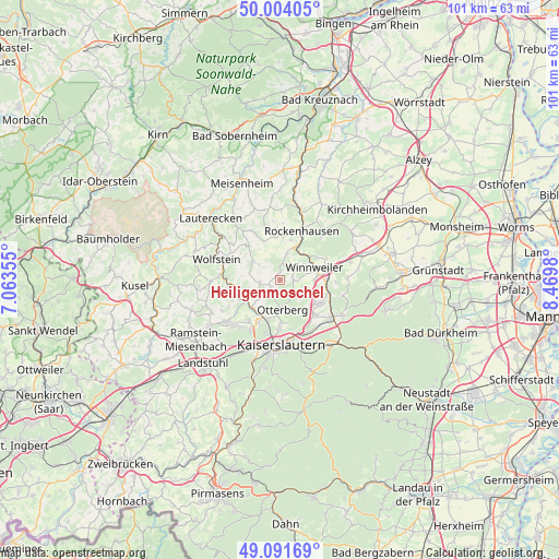 Heiligenmoschel on map