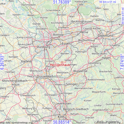 Heiligenhaus on map