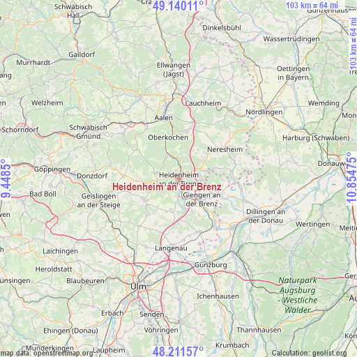 Heidenheim an der Brenz on map