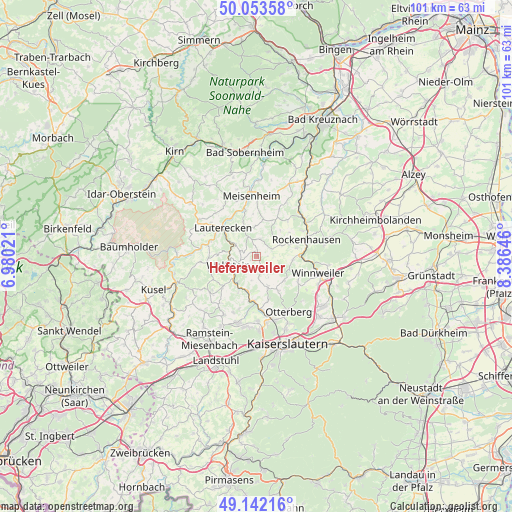 Hefersweiler on map