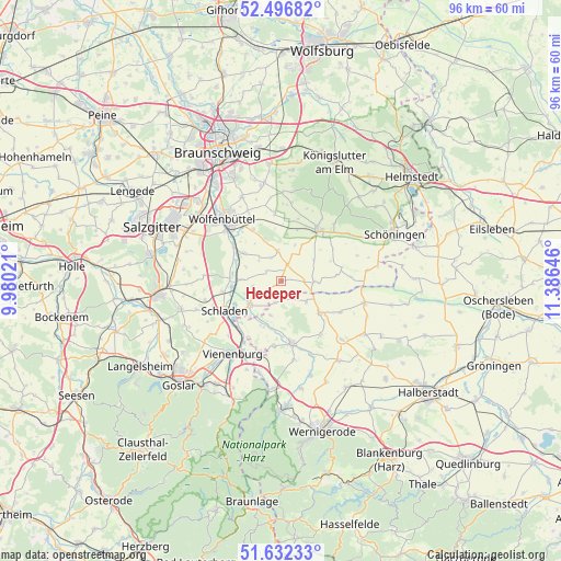 Hedeper on map