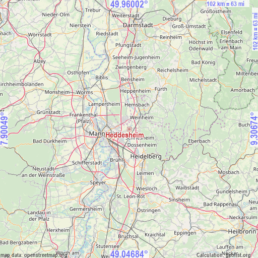 Heddesheim on map