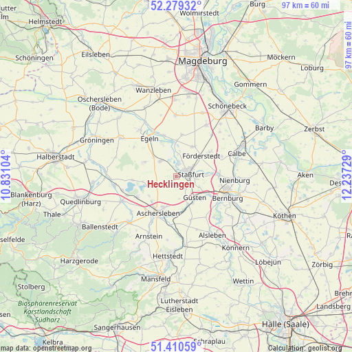 Hecklingen on map
