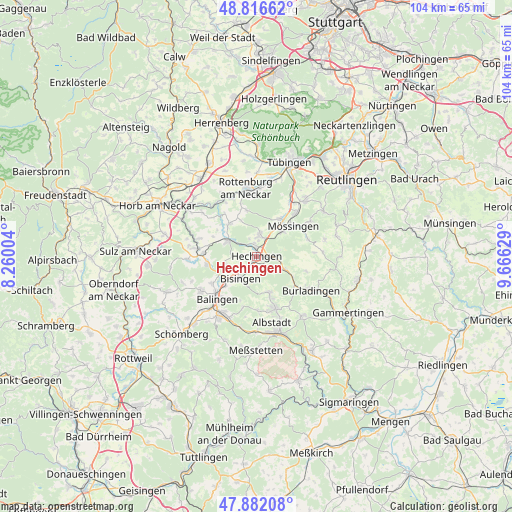 Hechingen on map