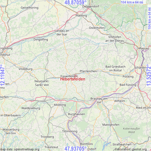 Hebertsfelden on map