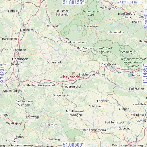 Haynrode on map