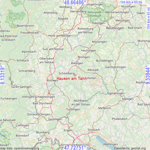 Hausen am Tann on map