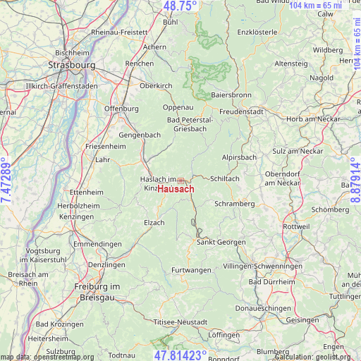 Hausach on map